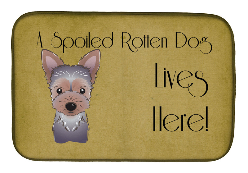 Yorkie Puppy Spoiled Dog Lives Here Dish Drying Mat BB1480DDM