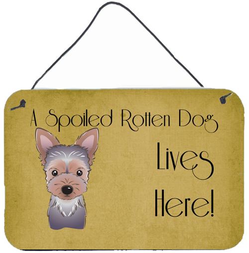 Yorkie Puppy Spoiled Dog Lives Here Wall or Door Hanging Prints BB1480DS812