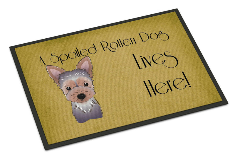 Yorkie Puppy Spoiled Dog Lives Here Indoor or Outdoor Mat 18x27 BB1480MAT