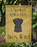 Black Labrador Spoiled Dog Lives Here Garden Flag – Funny Gold Background Dog Decor BB1483GF