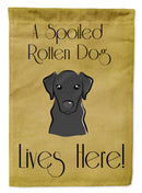 Black Labrador Spoiled Dog Lives Here Garden Flag – Funny Gold Background Dog Decor BB1483GF