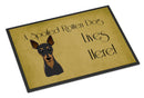 Min Pin Spoiled Dog Lives Here Doormat Indoor Outdoor 18H X 27W Front Door Mat Rugs for Entryway, Non Slip Washable