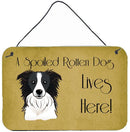 Border Collie Spoiled Dog Lives Here Wall or Door Hanging Prints BB1489DS812