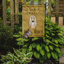 Afghan Hound Spoiled Dog Lives Here Garden Flag – Funny Gold Background Dog Decor BB1492GF