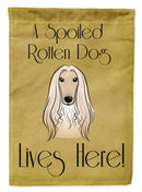 Afghan Hound Spoiled Dog Lives Here Garden Flag – Funny Gold Background Dog Decor BB1492GF
