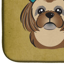 Chocolate Brown Shih Tzu Spoiled Dog Lives Here Dish Drying Mat Absorbent Dish Drying Mat Pad for Kitchen Counter Dish Drainer Mat for Countertop, 14 x 21", Multicolor