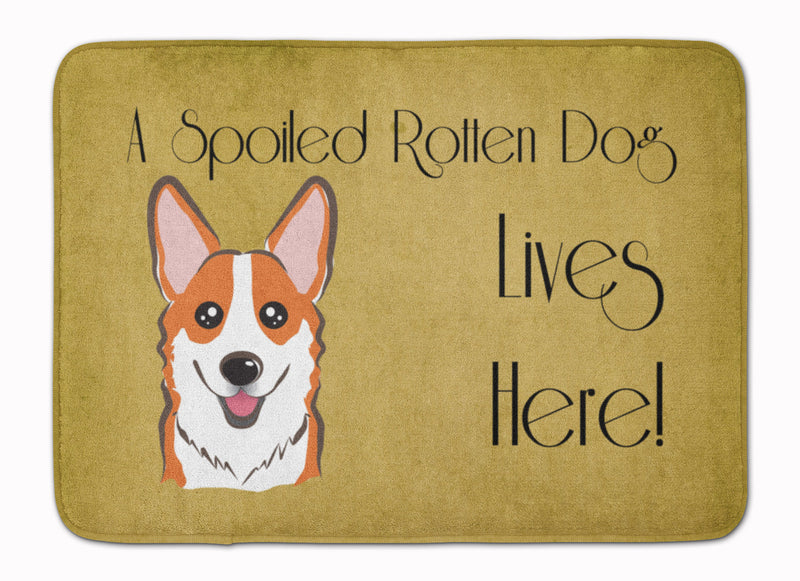 Red Corgi Spoiled Dog Lives Here Machine Washable Memory Foam Mat BB1502RUG