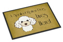 White Poodle Spoiled Dog Lives Here Doormat Indoor Outdoor 24H X 36W Front Door Mat Rugs for Entryway, Non Slip Washable Low Pile,