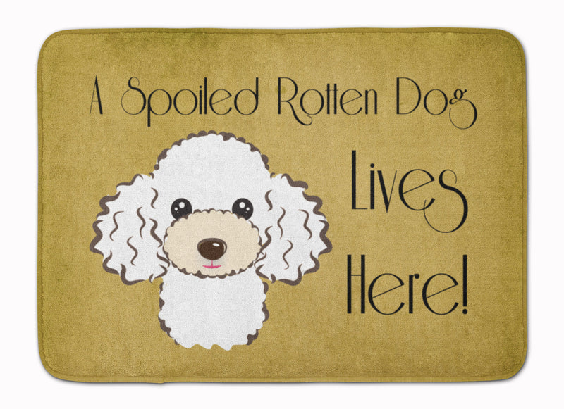 White Poodle Spoiled Dog Lives Here Machine Washable Memory Foam Mat BB1505RUG