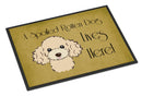 Buff Poodle Spoiled Dog Lives Here Doormat Indoor Outdoor 18H X 27W Front Door Mat Rugs for Entryway, Non Slip Washable