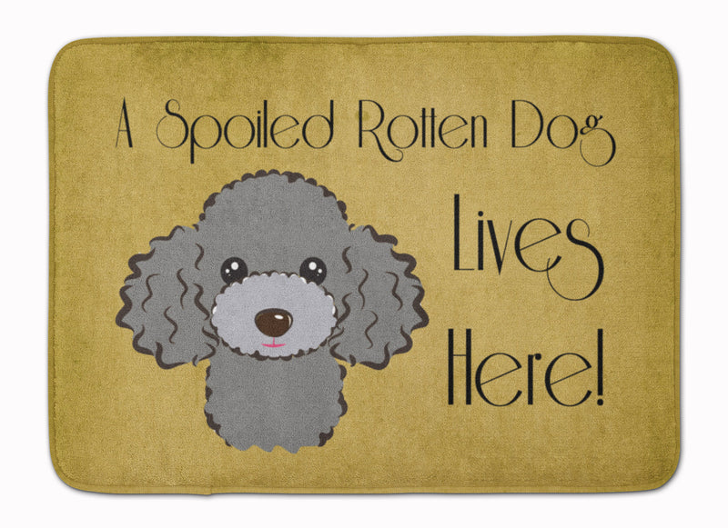 Silver Gray Poodle Spoiled Dog Lives Here Machine Washable Memory Foam Mat BB1507RUG