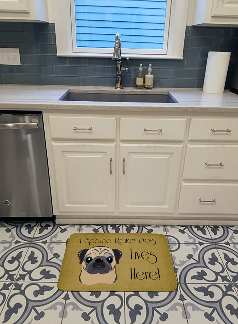 Fawn Pug Spoiled Dog Lives Here Machine Washable Memory Foam Mat