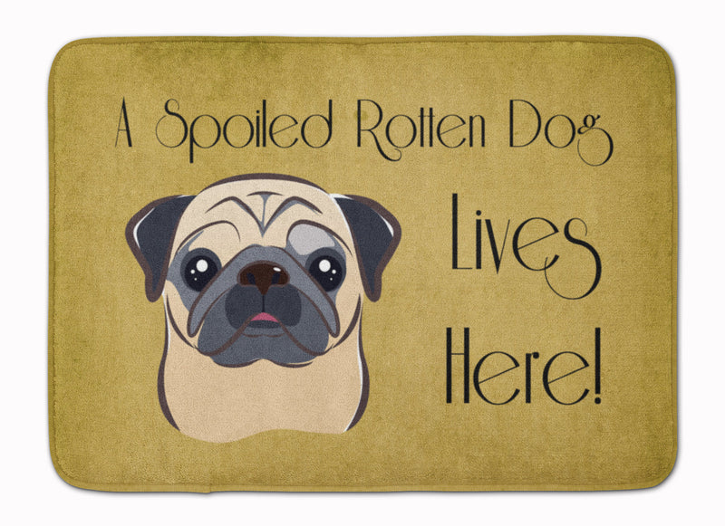 Fawn Pug Spoiled Dog Lives Here Machine Washable Memory Foam Mat