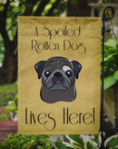 Black Pug Spoiled Dog Lives Here Garden Flag – Funny Gold Background Dog Decor BB1511GF