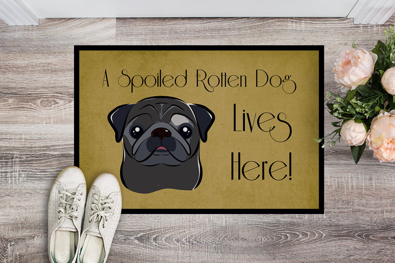 Black Pug Spoiled Dog Lives Here Doormat - 24x36 Decorative Floor Mat – Indoor/Outdoor Rug with Artistic Flair BB1511JMAT