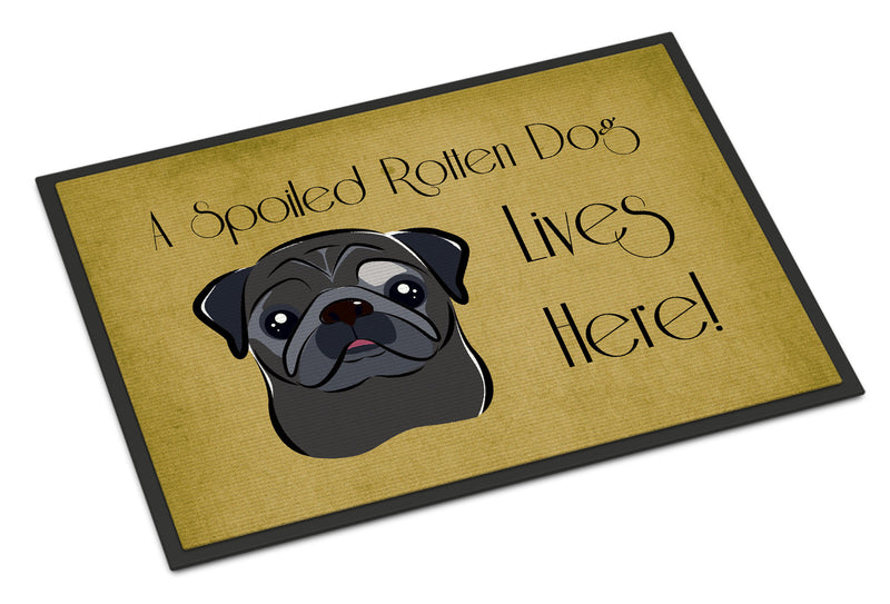 Black Pug Spoiled Dog Lives Here Doormat - 24x36 Decorative Floor Mat – Indoor/Outdoor Rug with Artistic Flair BB1511JMAT
