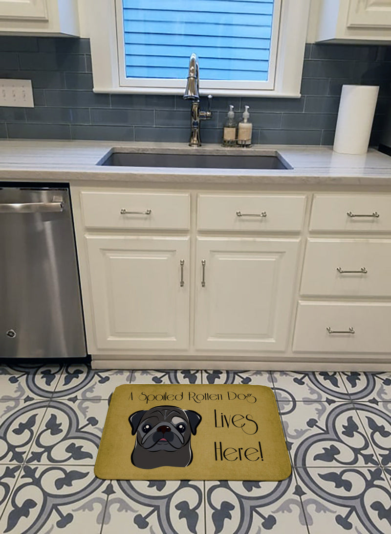 Black Pug Spoiled Dog Lives Here Machine Washable Memory Foam Mat BB1511RUG