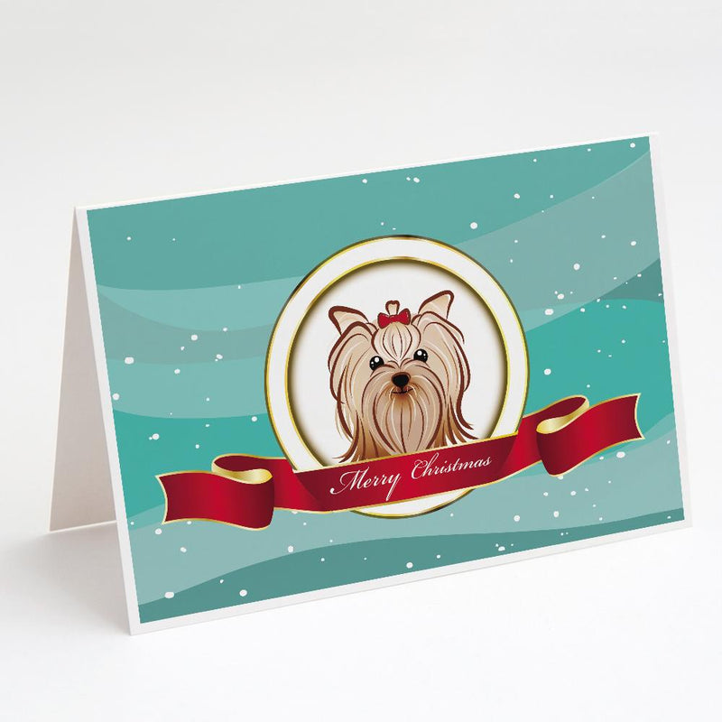 Yorkie Yorkishire Terrier Merry Christmas Greeting Cards and Envelopes Pack of 8