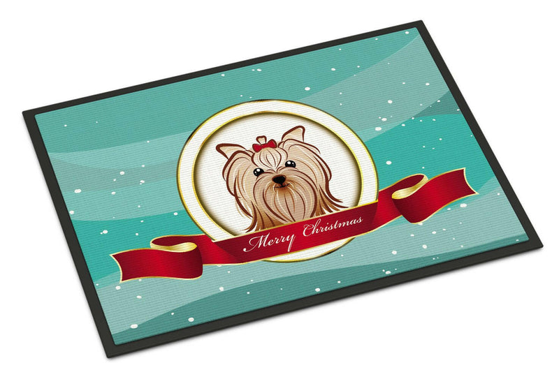 Yorkie Yorkshire Terrier Merry Christmas Indoor or Outdoor Mat 24x36 BB1514JMAT