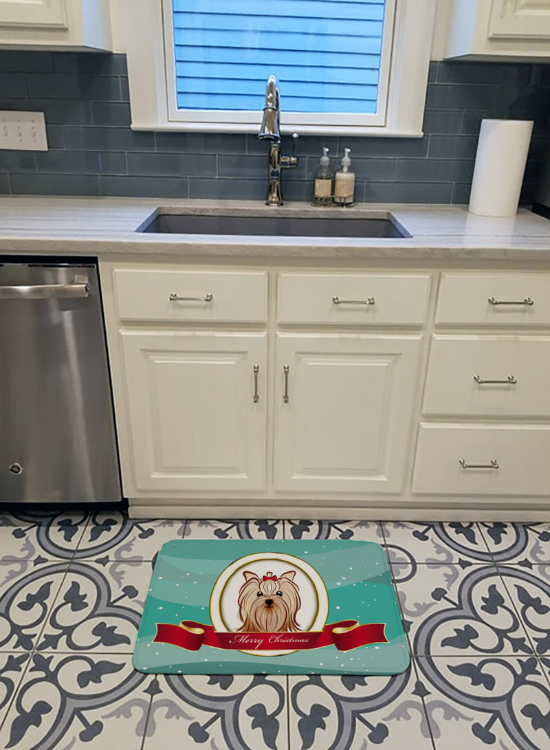 Yorkie Yorkishire Terrier Merry Christmas Machine Washable Memory Foam Mat BB1514RUG