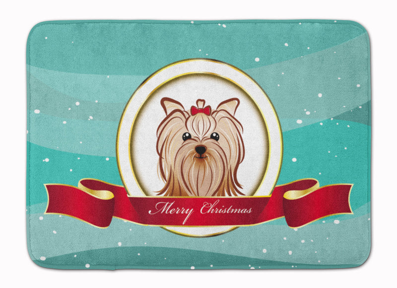 Yorkie Yorkishire Terrier Merry Christmas Machine Washable Memory Foam Mat BB1514RUG