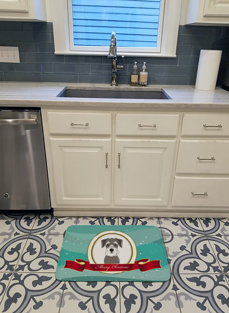 Schnauzer Merry Christmas Machine Washable Memory Foam Mat BB1516RUG