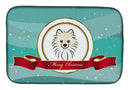 Pomeranian Merry Christmas Dish Drying Mat Absorbent Dish Drying Mat Pad for Kitchen Counter Dish Drainer Mat for Countertop, 14 x 21", Multicolor