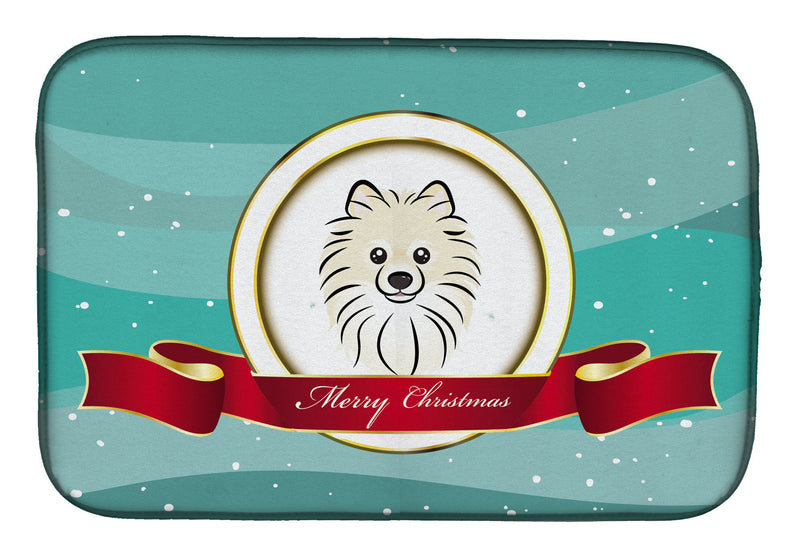 Pomeranian Merry Christmas Dish Drying Mat BB1517DDM