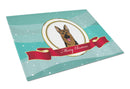 German Shepherd Merry Christmas Cutting Board Tempered Glass Kitchen Cutting Surface, Heat Resistant Chopping, Non-Slip Feet, Food Prep & Serving