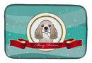 Cocker Spaniel Merry Christmas Dish Drying Mat Absorbent Dish Drying Mat Pad for Kitchen Counter Dish Drainer Mat for Countertop, 14 x 21", Multicolor