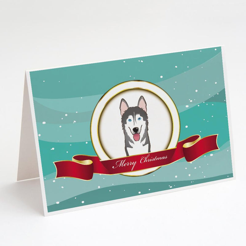 Alaskan Malamute Merry Christmas Greeting Cards and Envelopes Pack of 8