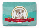 English Bulldog  Merry Christmas Memory Foam Kitchen Mat Machine Washable Anti-Fatigue Cushion Comfort Bath or Kitchen Rug