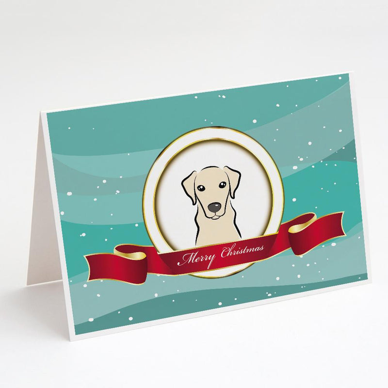 Yellow Labrador Merry Christmas Greeting Cards and Envelopes Pack of 8