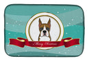 Boxer Merry Christmas Dish Drying Mat Absorbent Dish Drying Mat Pad for Kitchen Counter Dish Drainer Mat for Countertop, 14 x 21", Multicolor
