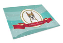 Boxer Merry Christmas Cutting Board Tempered Glass Kitchen Cutting Surface, Heat Resistant Chopping, Non-Slip Feet, Food Prep & Serving
