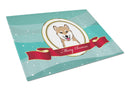 Shiba Inu Merry Christmas Cutting Board Tempered Glass Kitchen Cutting Surface, Heat Resistant Chopping, Non-Slip Feet, Food Prep & Serving