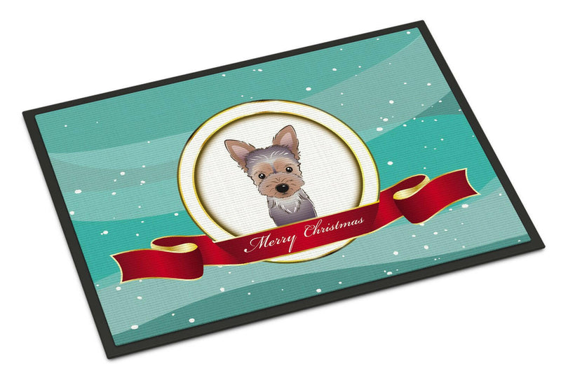 Yorkie Puppy Merry Christmas Indoor or Outdoor Mat 24x36 BB1542JMAT