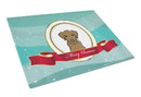 Chocolate Labrador Merry Christmas Cutting Board Tempered Glass Kitchen Cutting Surface, Heat Resistant Chopping, Non-Slip Feet, Food Prep & Serving