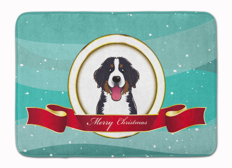 Bernese Mountain Dog Merry Christmas Machine Washable Memory Foam Mat BB1547RUG