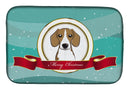 Beagle Merry Christmas Dish Drying Mat Absorbent Dish Drying Mat Pad for Kitchen Counter Dish Drainer Mat for Countertop, 14 x 21", Multicolor