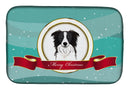 Border Collie Merry Christmas Dish Drying Mat – Absorbent, Artistic Kitchen Essentials BB1551DDM