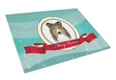 Sheltie Merry Christmas Cutting Board Tempered Glass Kitchen Cutting Surface, Heat Resistant Chopping, Non-Slip Feet, Food Prep & Serving