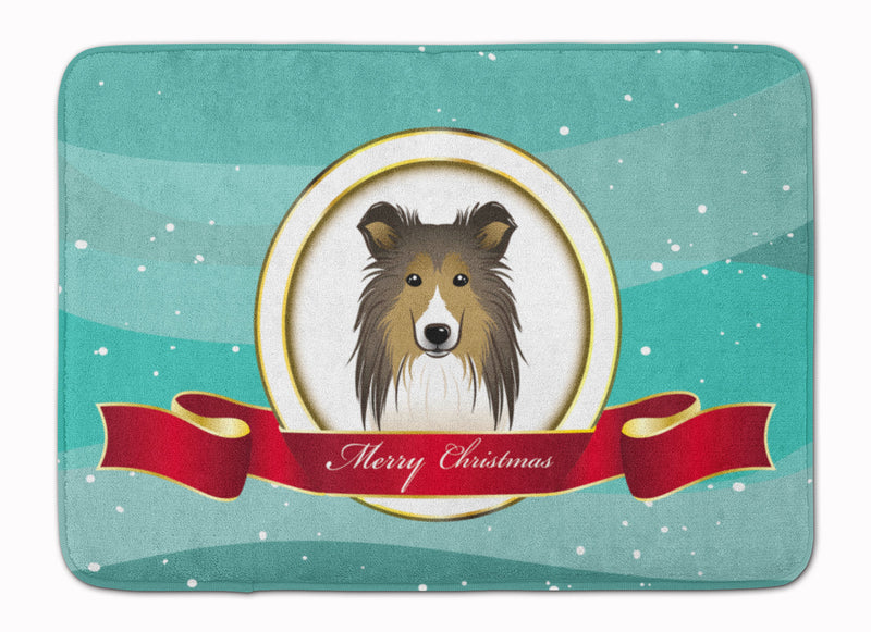 Sheltie Merry Christmas Machine Washable Memory Foam Mat BB1552RUG