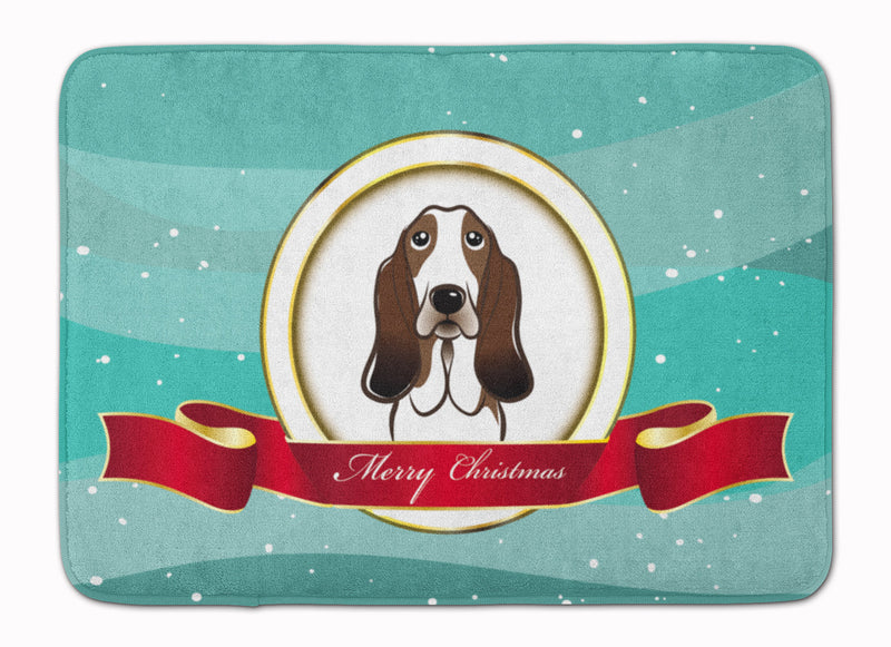 Basset Hound Merry Christmas Machine Washable Memory Foam Mat BB1553RUG