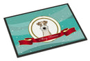 Wire Haired Fox Terrier Merry Christmas Doormat Indoor Outdoor 18H X 27W Front Door Mat Rugs for Entryway, Non Slip Washable