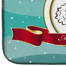 White Poodle Merry Christmas Dish Drying Mat Absorbent Dish Drying Mat Pad for Kitchen Counter Dish Drainer Mat for Countertop, 14 x 21", Multicolor