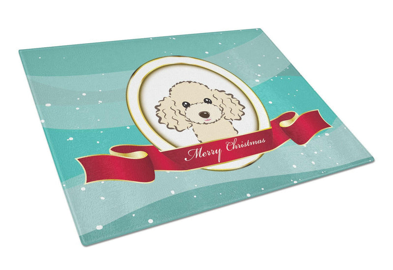 Buff Poodle Merry Christmas Glass Cutting Board Large BB1568LCB