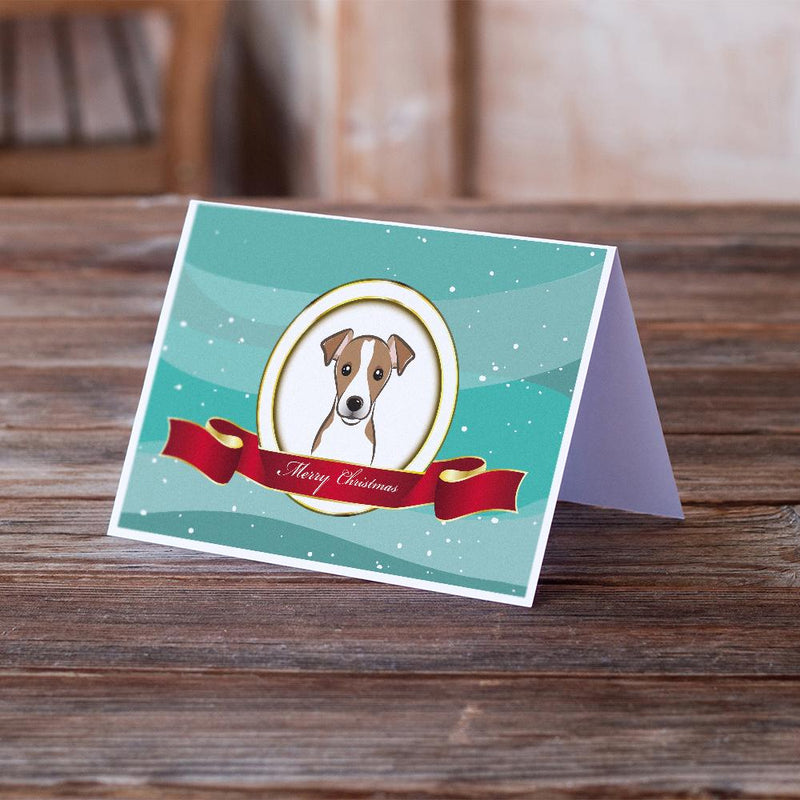 Jack Russell Terrier Merry Christmas Greeting Cards and Envelopes Pack of 8