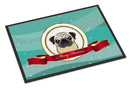 Fawn Pug Merry Christmas Doormat Indoor Outdoor 18H X 27W Front Door Mat Rugs for Entryway, Non Slip Washable