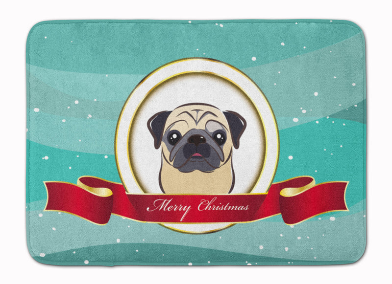 Fawn Pug Merry Christmas Machine Washable Memory Foam Mat BB1572RUG